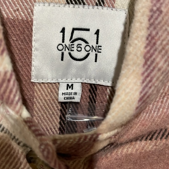One 5 One flannel pink plaid jacket size medium NWT - Picture 2 of 11